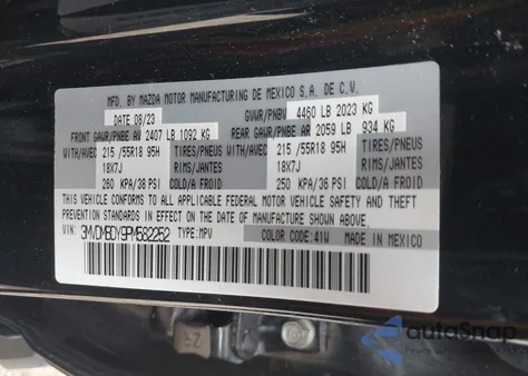 2023 Mazda Cx-30 2.5 Turbo Premium z USA, uszkodzony, nr VIN 3MVDMBDY9PM582252